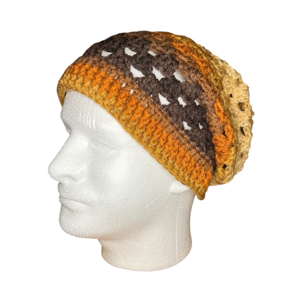 HANDMADE Crocheted Variegated Slouchy Beanie Hat
